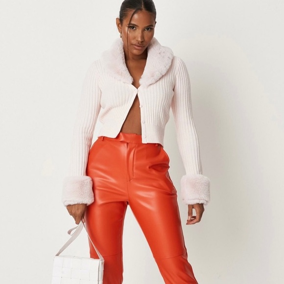 Missguided | Sweaters | Pink Rib Faux Fur Trim Knit Cardigan Missguided |  Poshmark